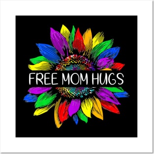 Free Mom Hugs Gay Pride LGBT Daisy Hippie Posters and Art